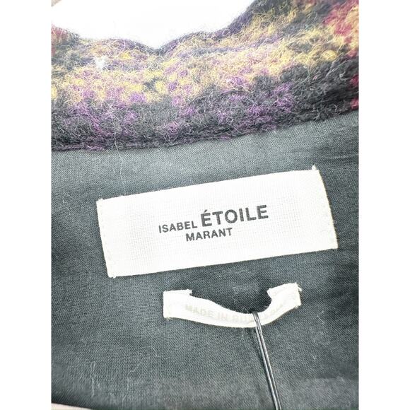 Isabel Marant Etoile Leiko Plaid Wool Blend Jacket Multicolor Black NEW 36 - Picture 6 of 6